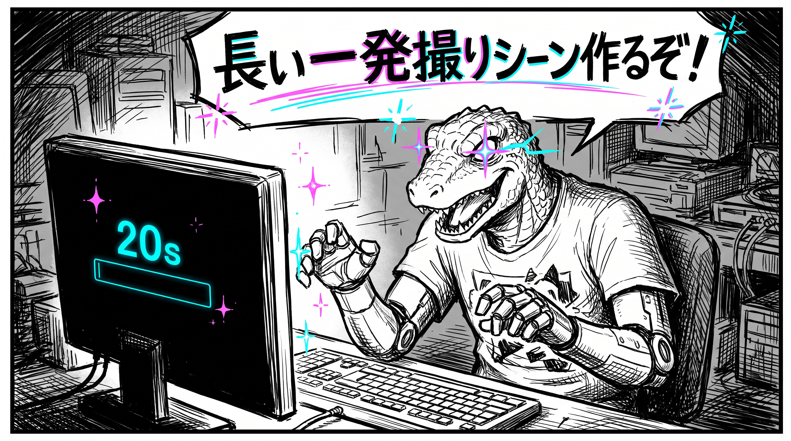 長い一発撮りシーンを作ろうとする