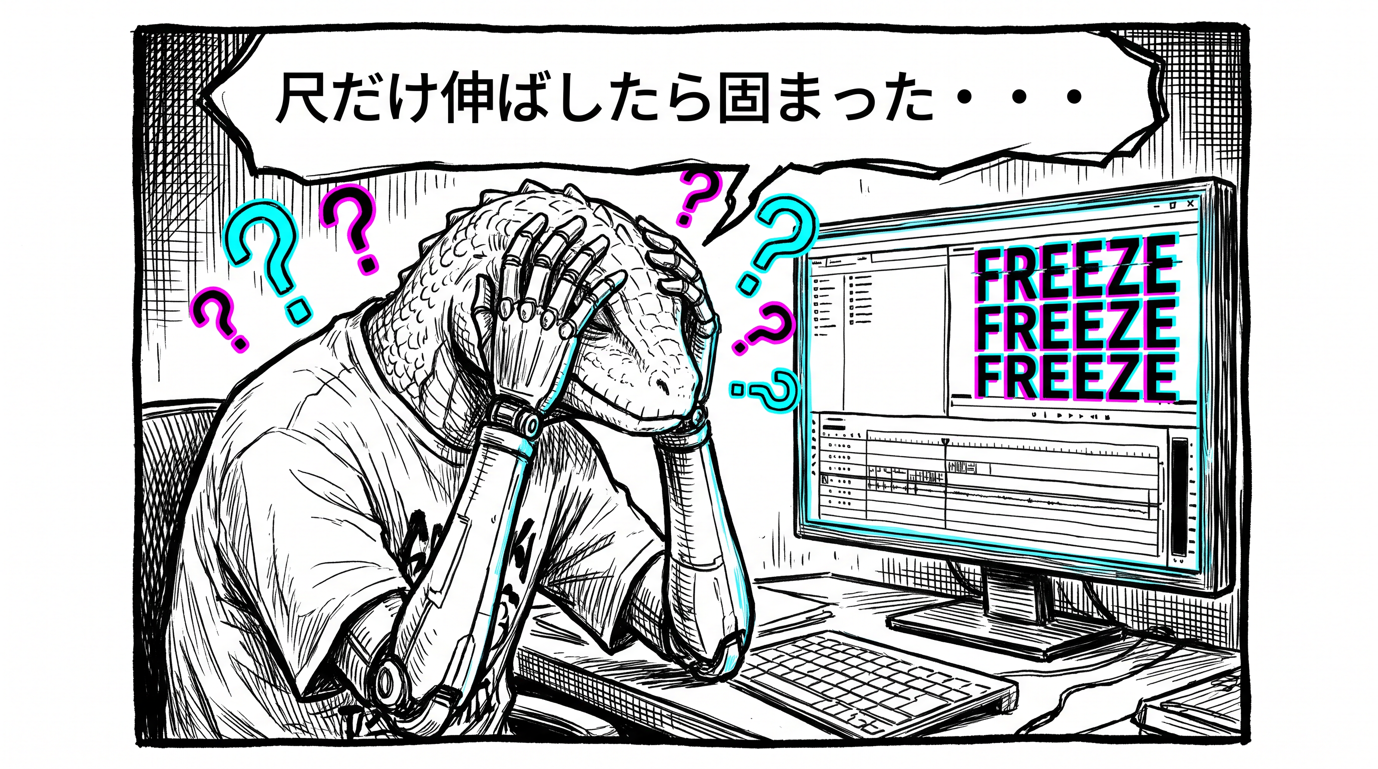 尺だけ伸ばしたら映像がフリーズ
